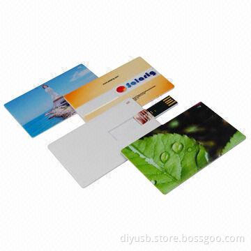 Card-shaped USB Flash Drives with 1 to 32GB Memory Capacity, Original Chip and File Pre-loading